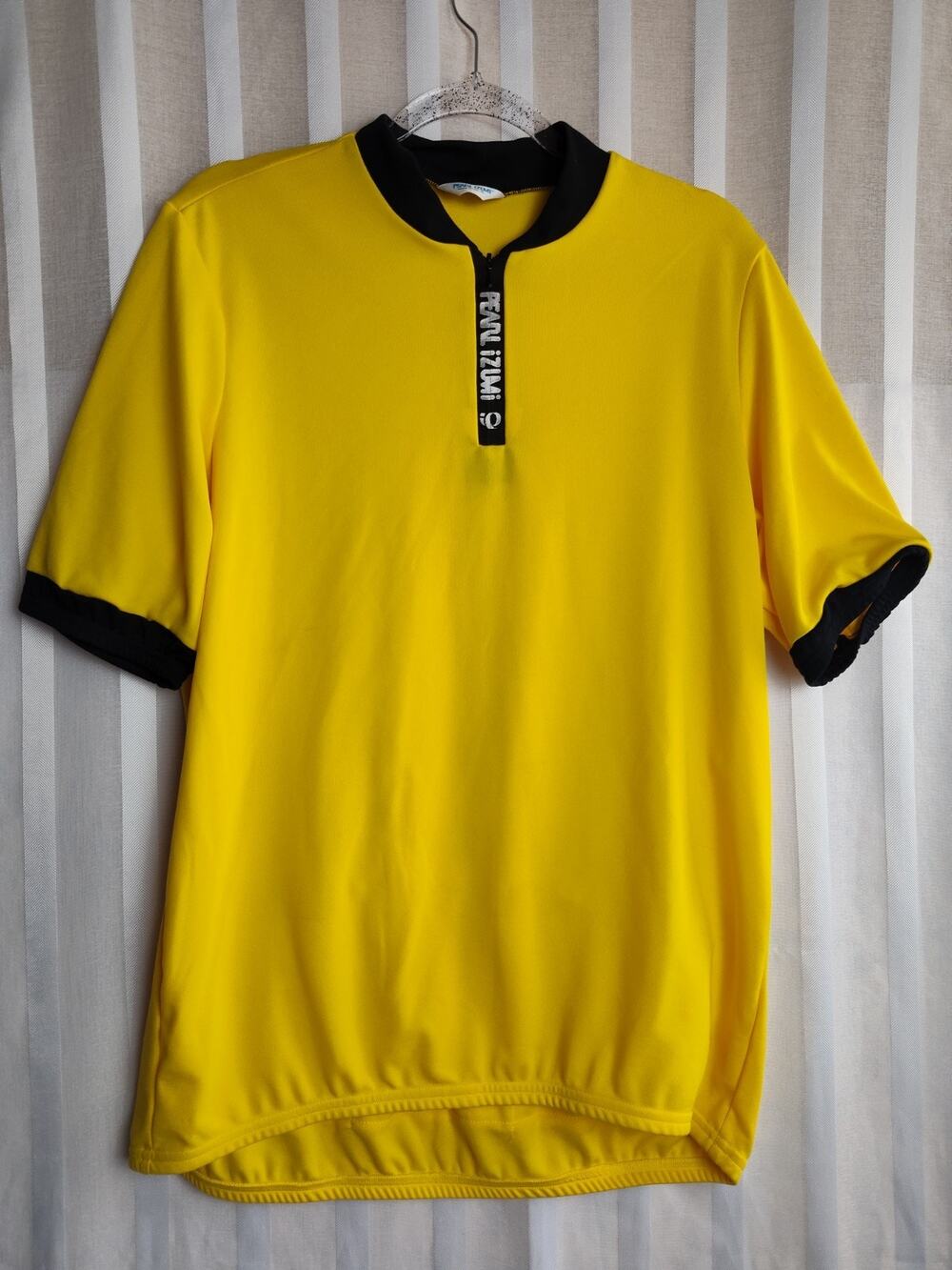 Pearl Izumi Cycling Shirt Men's Size XL Yellow Black Pullover Zip Back Pockets